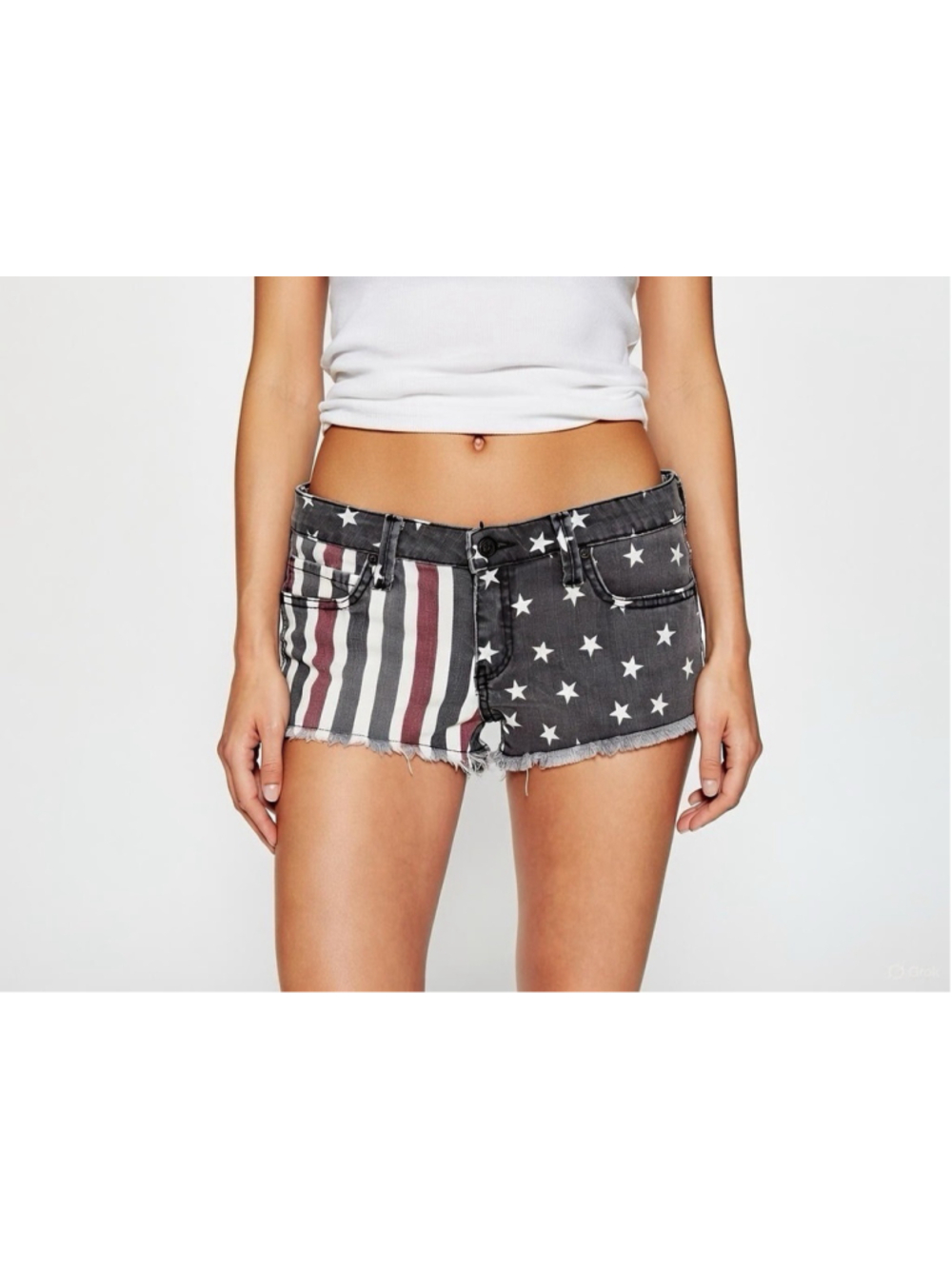 Vintage Frankie B 2013 Winter American Flag Cutoff Shorts Low Rise Size 27 Y2K